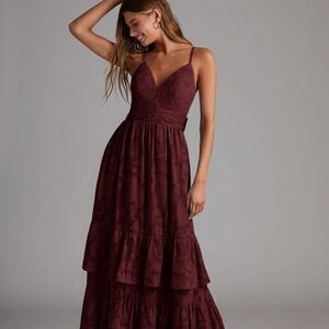 Azazie Nathalia Cabernet Floral Dress